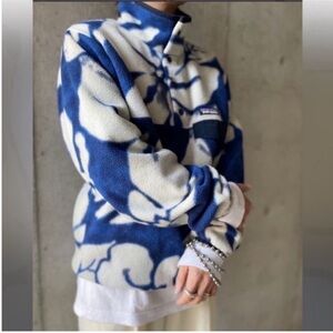 Patagonia Synchilla Jacket Spice Garden Navy Blue White Fleece Rare Medium